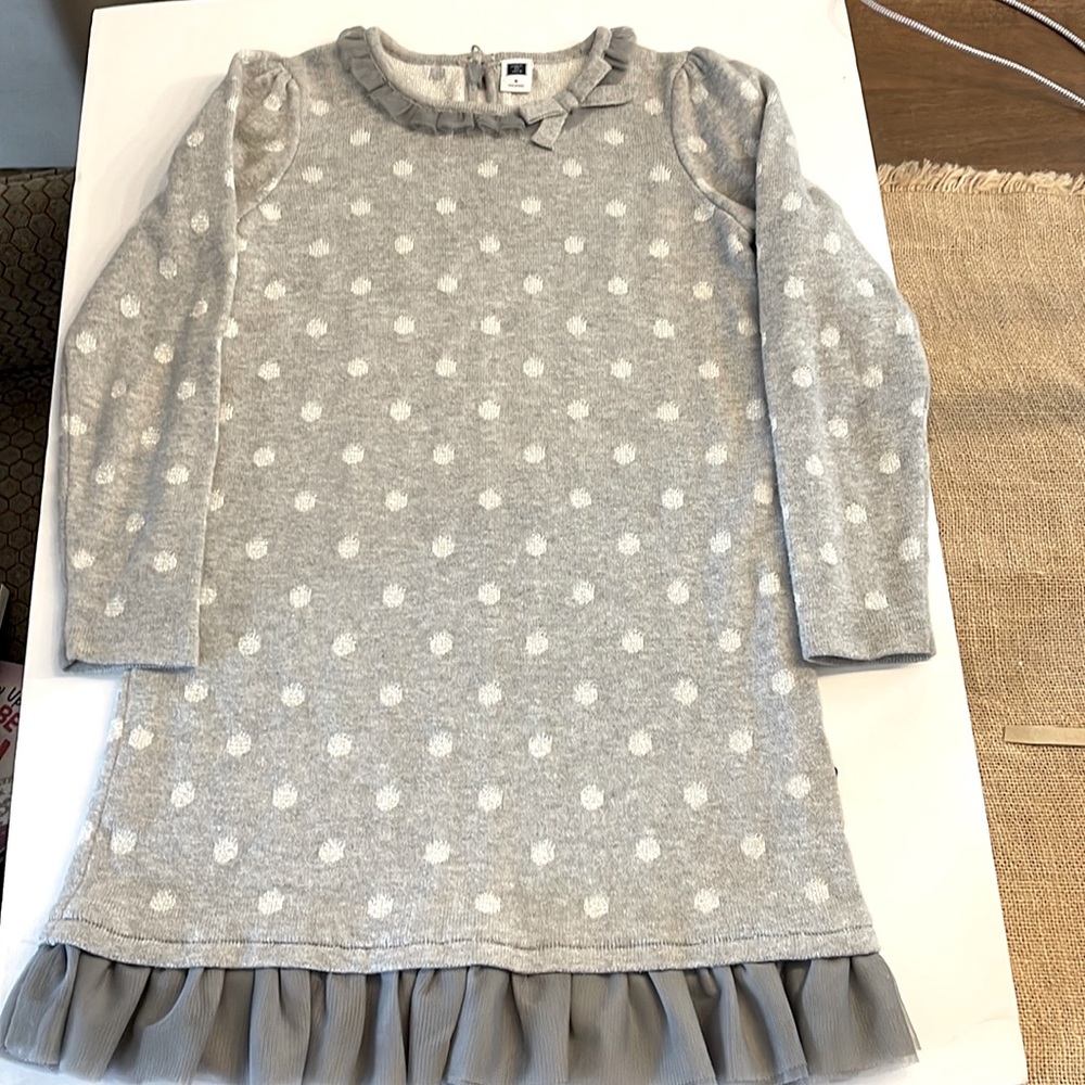 Janie and Jack Gray Pooka Dot Sweater Dress Little Girl Size 6